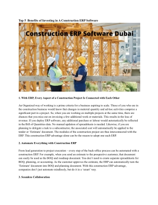 Construction ERP Software Dubai