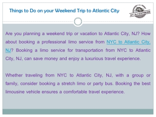 Things to Do on your Weekend Trip to Atlantic City