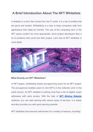 About NFT Whitelisting