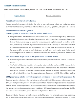 Robot Controller Market Scope, Size, Share, Trends, Forecast