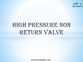 High Pressure Non Return Valve