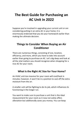 The Best Guide for Purchasing an AC Unit in 2022