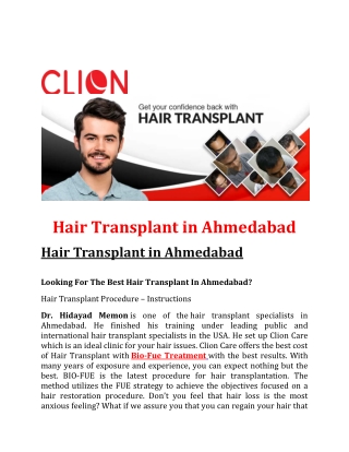Hair Transplant in Ahmedabad