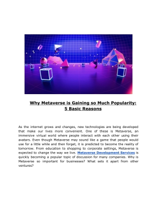 Why Metaverse is Gaining so Much Popularity: 5 Basic Reasons