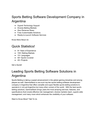 Sports Betting Software Development company in Argentina | GammaStack