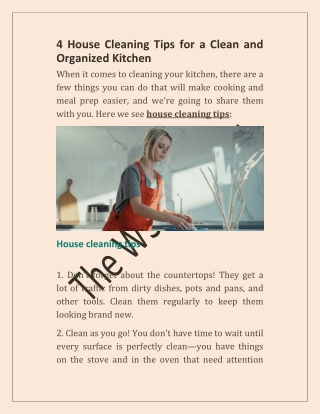 4 House Cleaning Tips for a Clean and Organized Kitchen