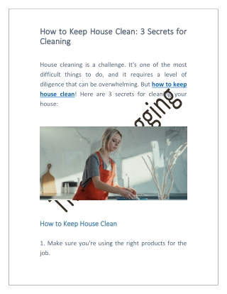 How to Keep House Clean: 3 Secrets for Cleaning