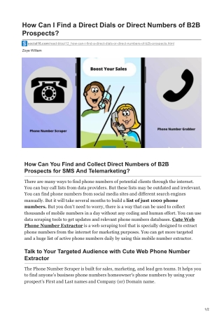 How Can I Find a Direct Dials or Direct Numbers Of Prospects For Marketing