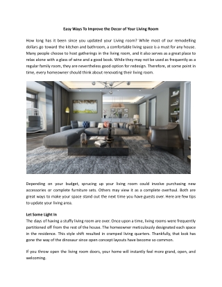 Easy Ways To Improve the Decor of Your Living Room
