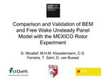 Comparison and Validation of BEM and Free Wake Unsteady Panel Model with the MEXICO Rotor Experiment