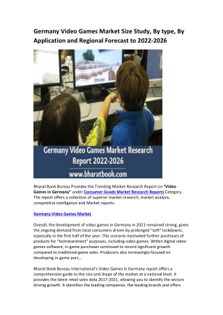 Germany Video Games Market Research Report 2022-2026