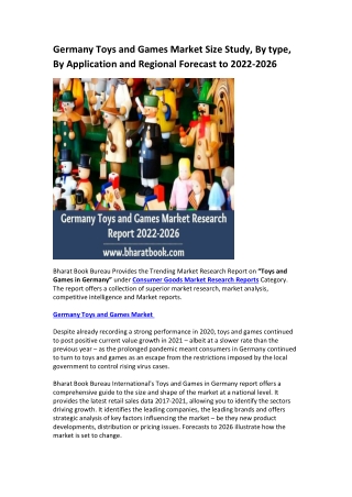 Germany Toys and Games Market Research Report 2022-2026