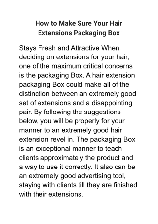 How to Make Sure Your Hair Extensions Packaging Box