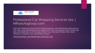 Professional Car Wrapping Services Usa | Niftyautogroup.com