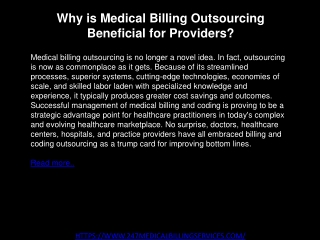 Why is Medical Billing Outsourcing Beneficial for Providers