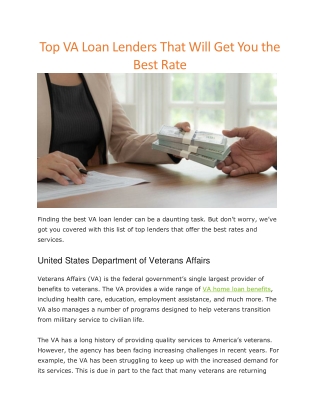 best va loan lenders