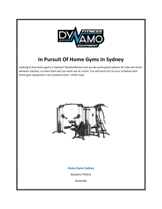 In Pursuit Of Home Gyms In Sydney