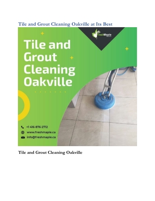 Tile and Grout Cleaning Oakville at Its Best