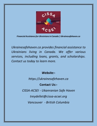 Financial Assistance for Ukrainians in Canada  Ukrainesafehaven.ca