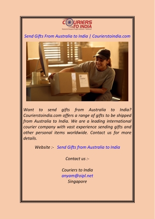 Send Gifts From Australia to India Courierstoindia.com