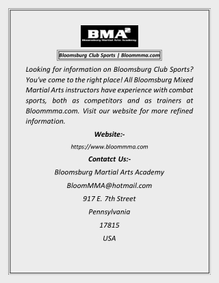 Bloomsburg Club Sports  Bloommma