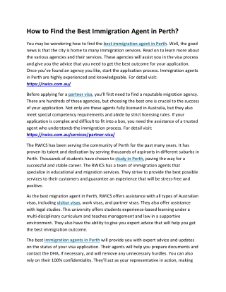 How to Find the Best Immigration Agent in Perth?