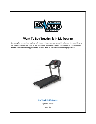 Want To Buy Treadmills In Melbourne