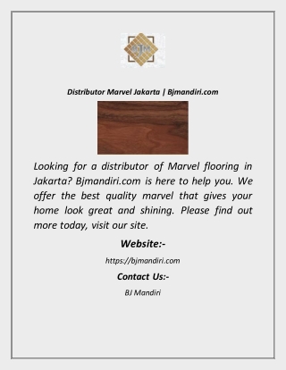 Distributor Marvel Jakarta  Bjmandiri