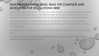 Easy way to troubleshoot QuickBooks Error H505