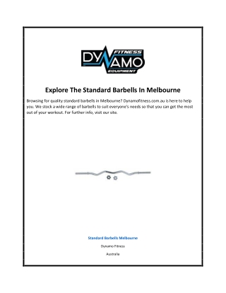 Explore The Standard Barbells In Melbourne