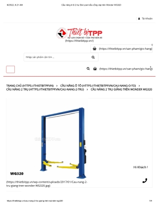 Cầu nâng ô tô 2 trụ Đài Loan kiểu cổng cáp trên Wonder WG320
