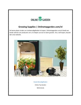 Growing Supplies | Onlinetopgarden.com/nl