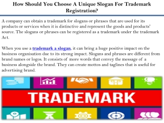 How Should You Choose A Unique Slogan For Trademark Registration