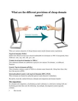 What are the different provisions of cheap domain names