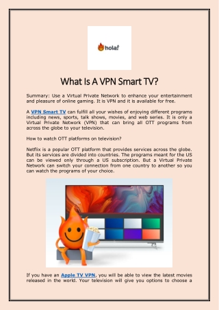 What Is A VPN Smart TV