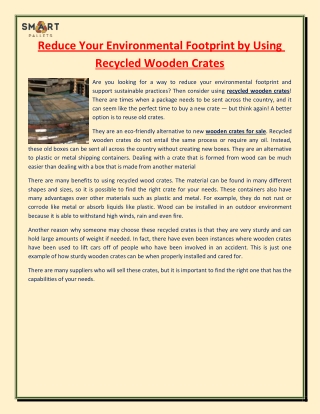 Reduce Your Environmental Footprint by Using Recycled Wooden Crates
