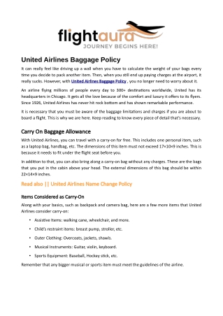 United Airlines Baggage Policy - Flightaura