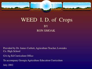 WEED I. D. of Crops