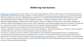 Mobile hog roast business