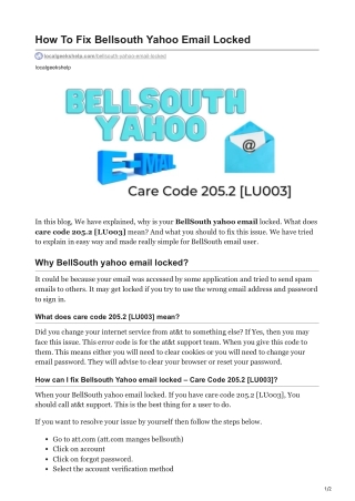 How to Fix Bellsouth Yahoo Email Locked .