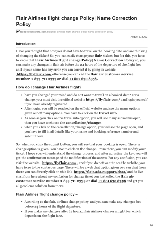 Flair Airlines flight change Policy Name Correction Policy