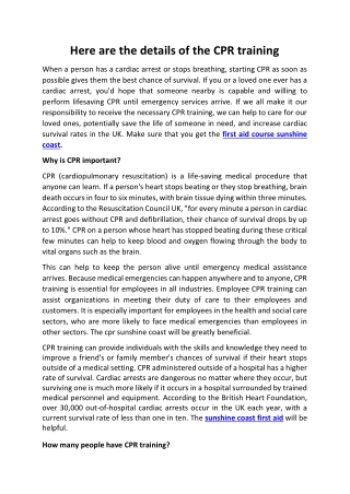Here are the details of the CPR training