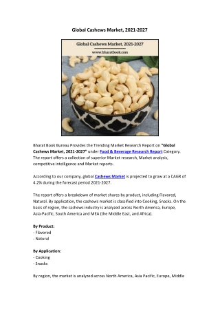 Global Cashews Market, 2021-2027