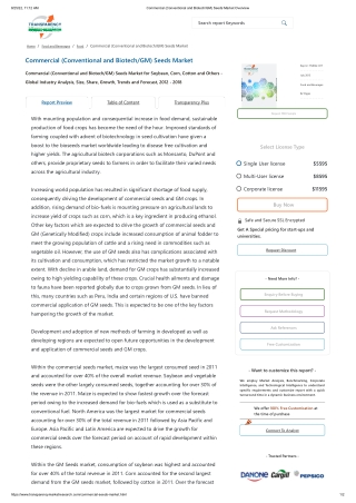 Commercial (Conventional and Biotech/GM) Seeds Market Overview