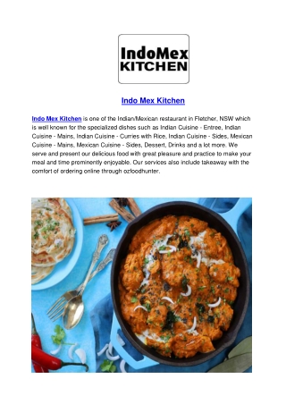 5% off - Indo Mex Kitchen fletcher Restaurant NSW
