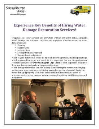 Water Damage In Cape Coral: Call For Professional Restoration Services