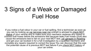 3 Signs of a Weak or Damaged Fuel Hose