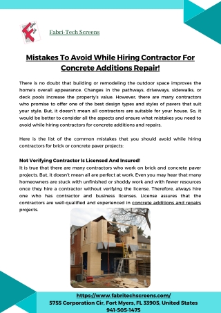 Mistakes To Avoid While Hiring Contractor For Concrete Additions Repair!