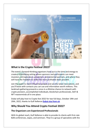 Crypto Festival 2022 – Experience the Future with an Express Dubai Visa