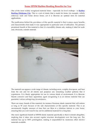 Some EPDM Rubber Roofing Benefits for You